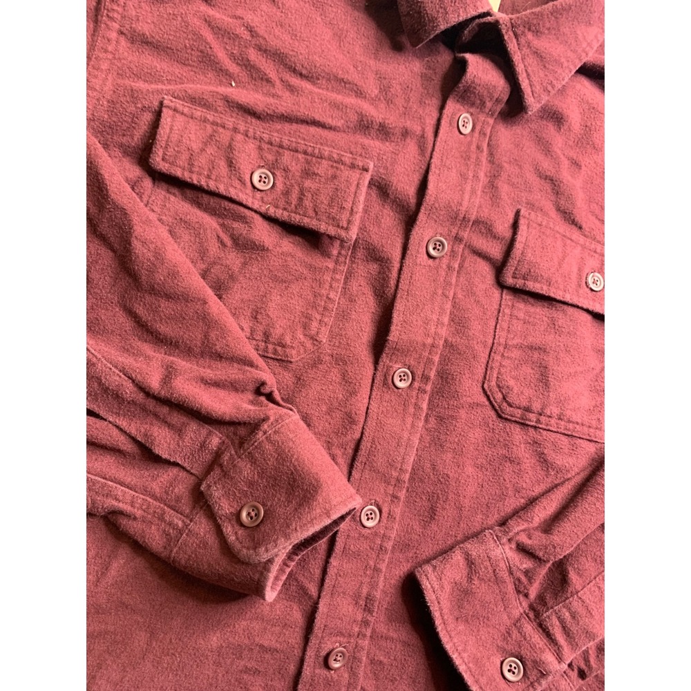 L.L. Bean Traditional Fit Chamois Cloth Shirt Men's XL REG Burgundy Flannel‎ vTG - Picture 9 of 16
